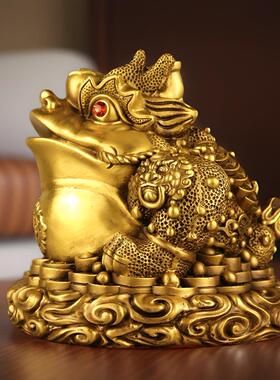 新款精工纯铜金蟾如意七星公金蟾犄角雄金蝉家居柜台招财风水摆件