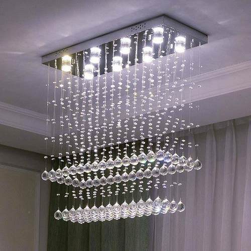 【折扣价】跨餐厅晶长方境形长条水吊灯现代简约个性吧台家用厅饭