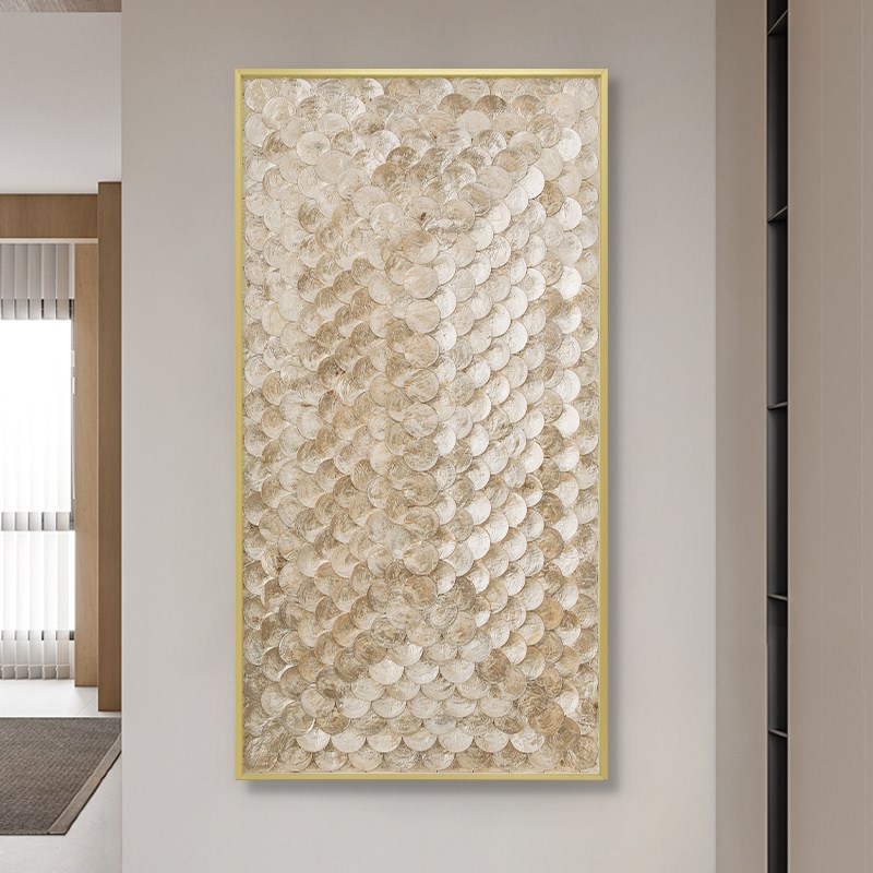 法式轻奢贝壳装饰画入户玄关客餐厅立体艺术挂画现代软装壁饰图片
