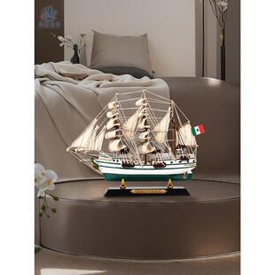 33厘米精致平易近人豪华帆船帆船纯手工木制帆船客厅阳台装饰品人