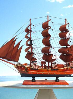 中式实木一帆风顺帆船摆件高档别墅会所玄关装饰乔迁之喜开业礼物