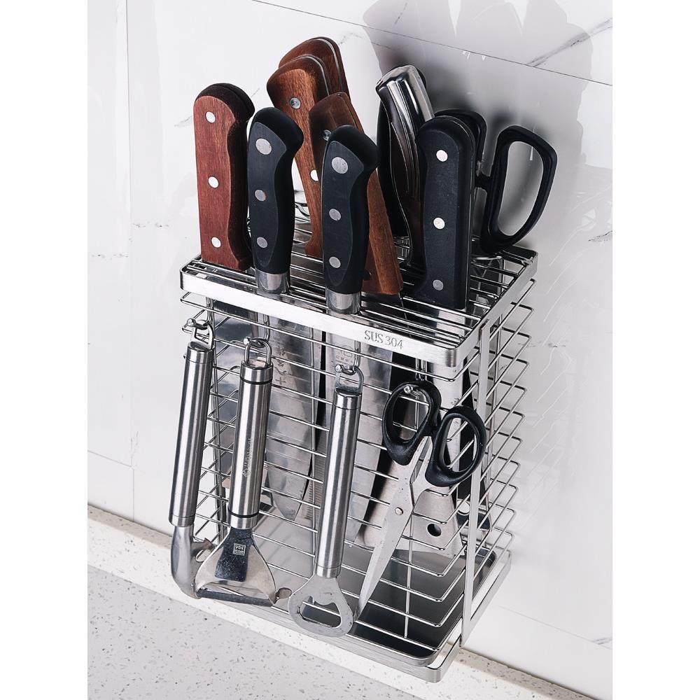 304不锈钢厨房刀架置物架通风透气防霉放刀坐大号多功能插刀架子,厨房/烹饪用具,刀架,淘宝优惠券,粉丝福利购,淘宝优惠卷
