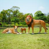 大型动物园雕塑玻璃钢仿真狮子园林小品景观庭院户外游乐装 饰摆件