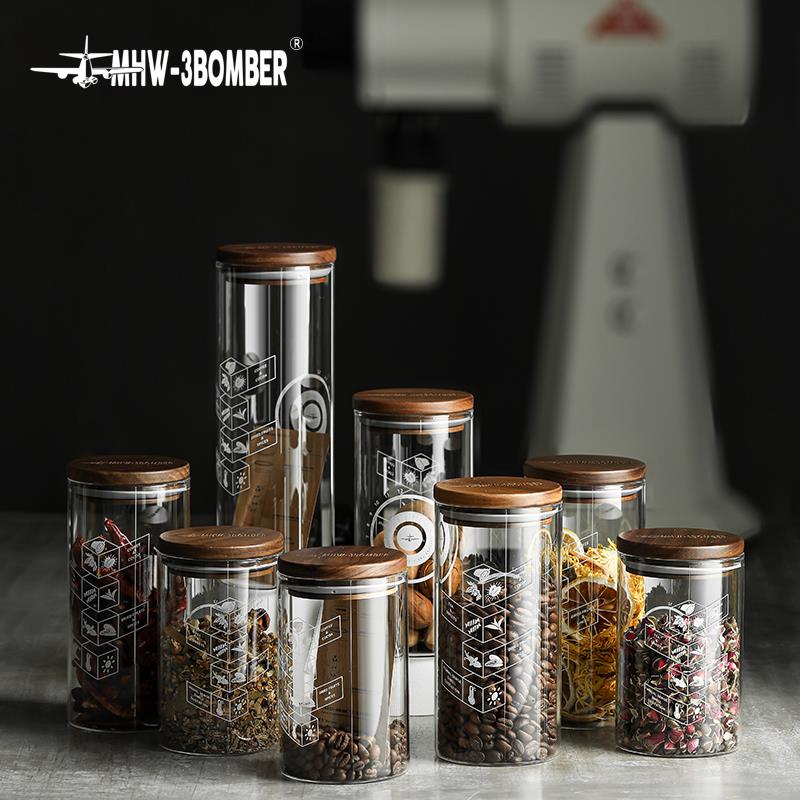 MHW-3BOMBER轰炸机咖啡豆密封罐 玻璃储物收纳厨房茶叶零食储存罐