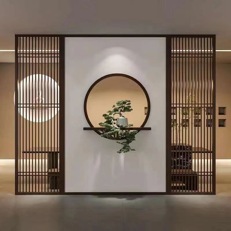 纯原木实b木屏风玄关隔断新中式折叠移动客厅家用办公室