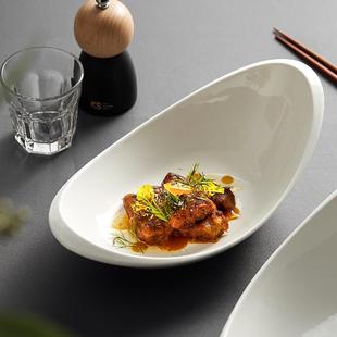 白色异形高级感椭圆形酒店餐厅餐具创意餐盘 菜盘子碗家用2023新款