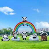 户外仿真熊猫雕塑幼儿园林景区售楼部卡通玻璃钢仿真动物装 饰摆件