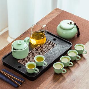 顾竹高端青瓷茶具套装 轻奢陶瓷家用泡茶器中式 简约茶壶小型喝茶装