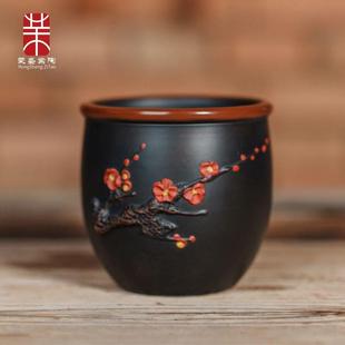 家用泡茶喝茶杯功夫茶具手工 主人杯陶瓷品茗杯建水紫陶闻香杯中式