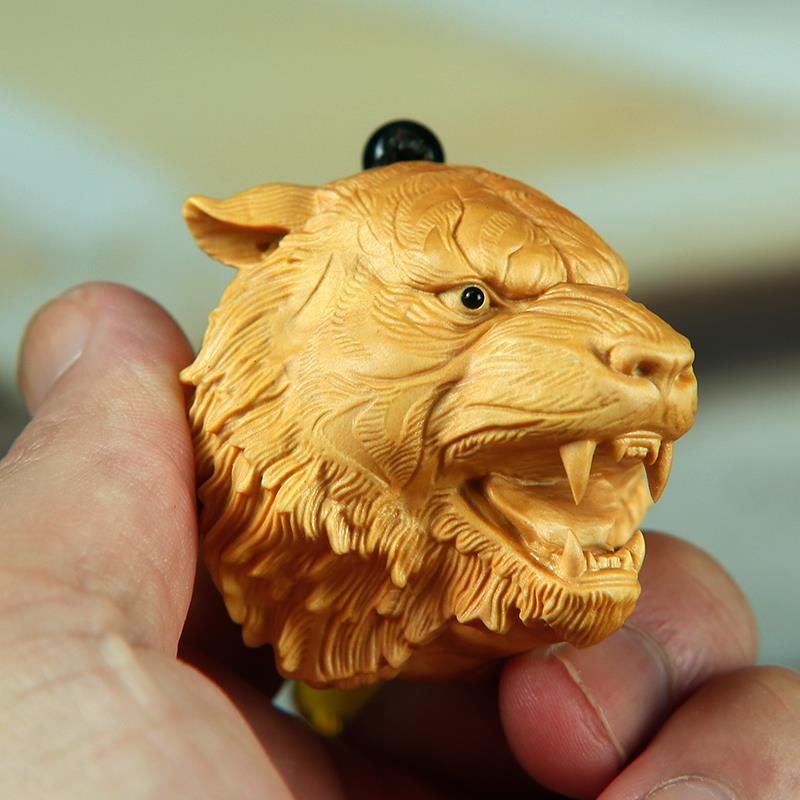 黄杨木雕刻老虎挂件木质生肖动物摆件男士手把件随身把玩虎虎生威
