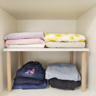 衣柜内分层隔板实木免打孔厨房柜子架橱柜收纳置物架加粗脚架子