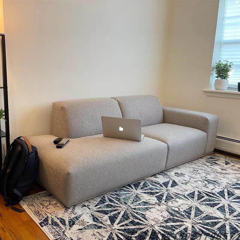 北欧轻奢风简豆腐块模块布艺组合直排小户型公寓民宿客厅贵妃沙发