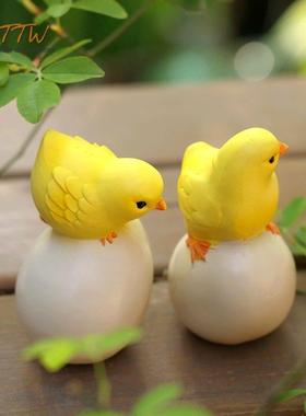 可爱树脂小黄鸡造景公仔卡通橱窗隔板餐厅桌面家居饰品装饰摆件