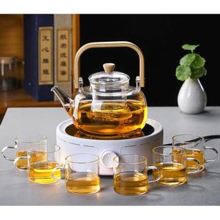 耐高温家用侧把泡茶壶养生花茶壶 玻璃提梁壶电陶炉加热煮茶壶套装