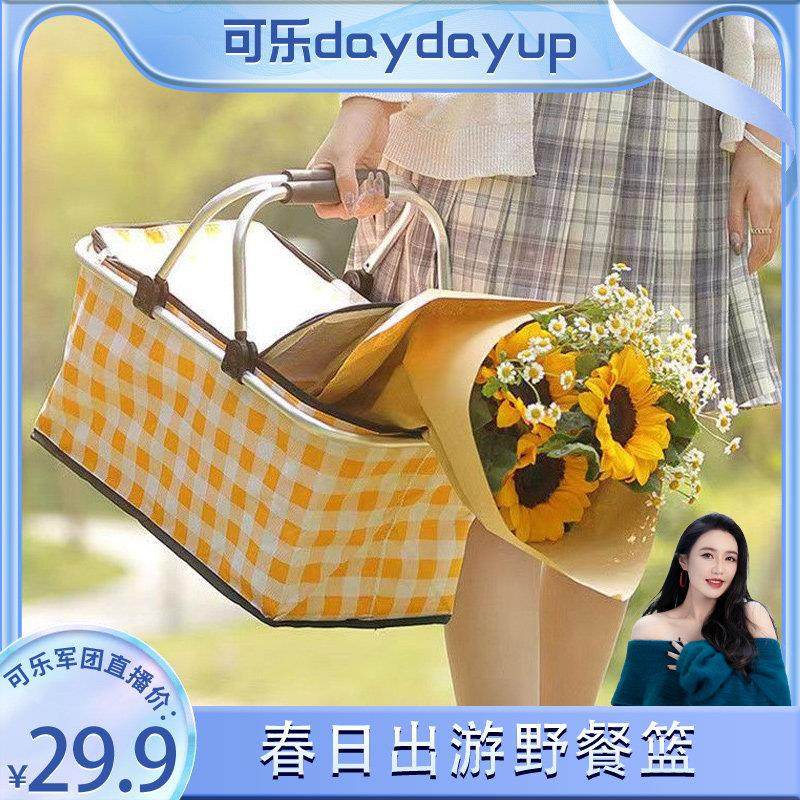 新款保温野餐篮折叠户外冰包便携外卖快餐包手提野餐购物篮子,收纳整理,购物篮,淘宝优惠券,粉丝福利购,淘宝优惠卷