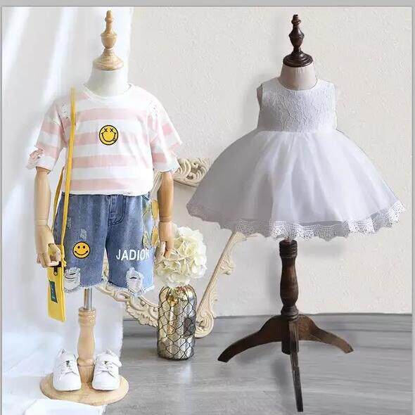 带实木手儿童半身模特道具童装店服装展示舞蹈裙小孩全身拍摄橱窗