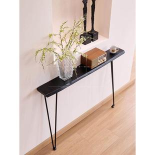 实木玄关桌简约铁艺条案台边桌窄长条几酒店民宿墙边柜靠墙窄桌子