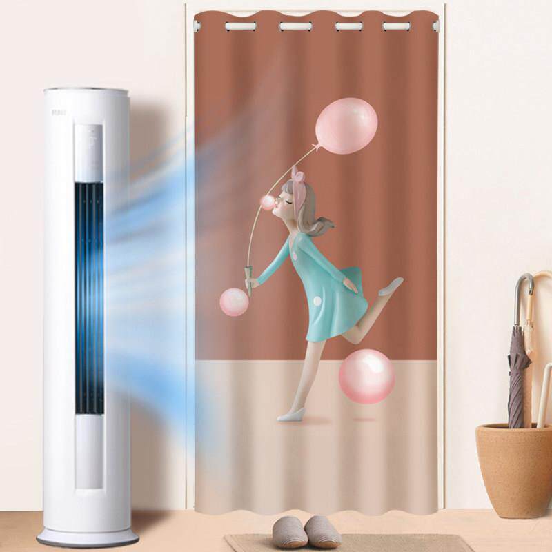 门帘免打孔空调挡风客厅阳台屏风过道隔断帘遮挡帘子保暖室内推拉