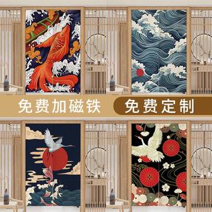 和风厨房门帘子隔断柜子魔术贴遮挡商用卫生间半帘免打孔挂帘 日式