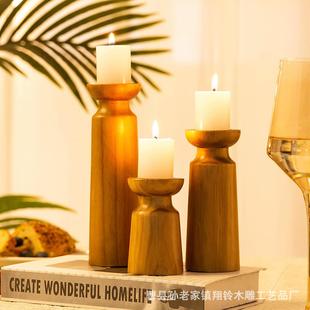 木质香薰蜡烛台装 欧式 饰摆件酒吧摆件实木复古道具烛台拍摄道具