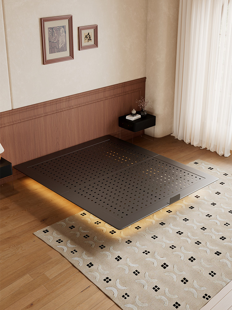 无床头碳素钢铁艺床现代简约省空间卧室双人床1米5新款齐边悬浮床