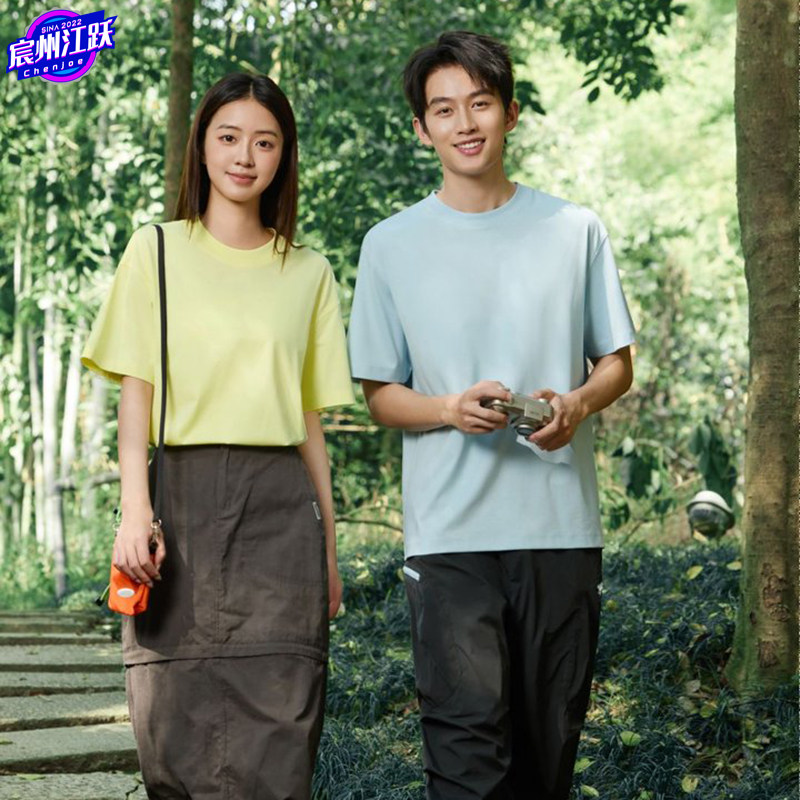 夏季工作服印字刺绣纯色短袖T恤男女圆领宽松定制文化衫diy班服