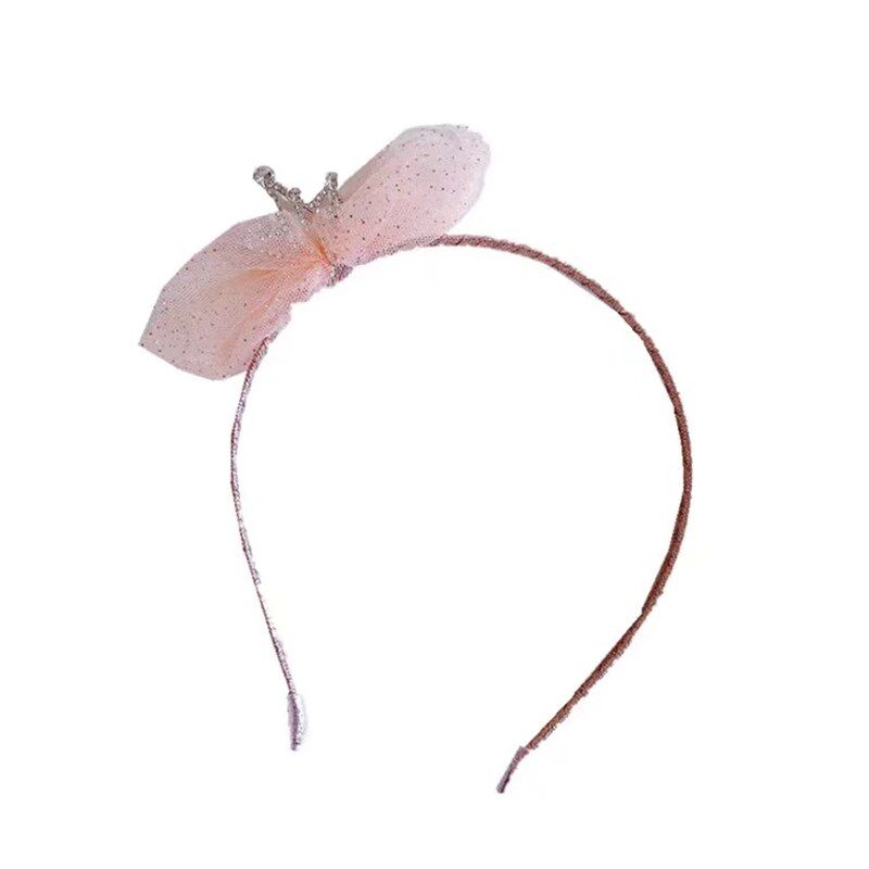 韩国儿童头箍公主水钻皇冠发箍洋气小女孩压发蕾丝蝴蝶结细发卡