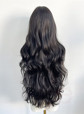 蕾丝假发85cm中分黑色长卷发八字刘海手织整顶韩式大波浪女全头套