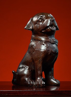 黑檀木雕狗摆件十二生肖狗实木家居客厅电视柜办公室装饰乔迁送礼