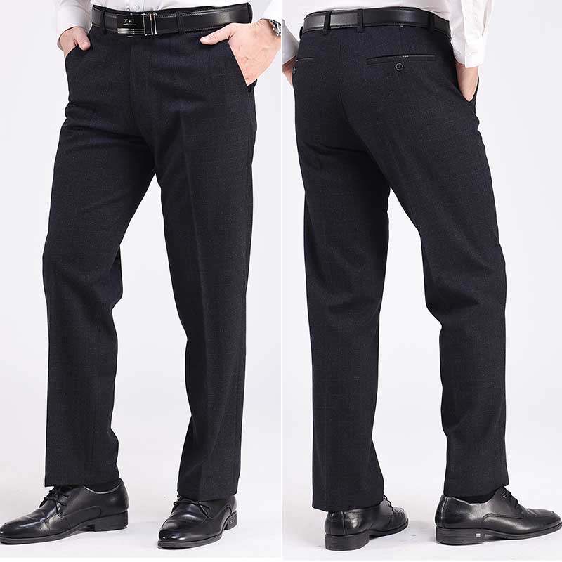 秋冬季加绒加厚款中老年人休闲男裤爸爸装老人中年宽松高腰男西裤