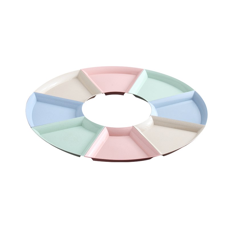 创意过年团圆拼盘餐具组合圆桌塑料盘子菜盘碗筷套装家用网红餐盘