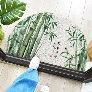 起贝绿色新中式半圆地垫进门地毯入户门口门外门垫室外玄关蹭脚垫