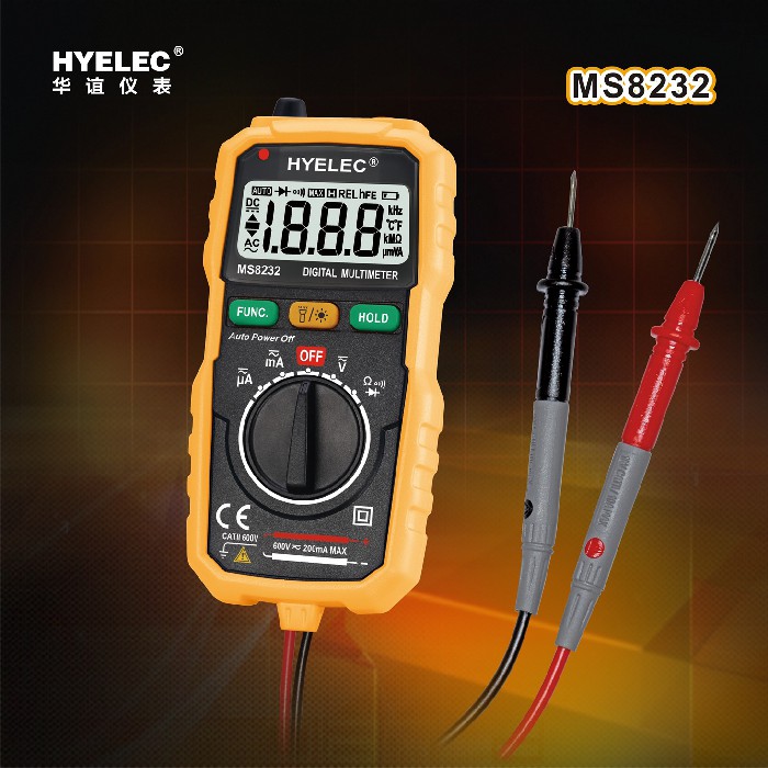 华谊HYELEC便携数字万用表MS8232非接触电压探测多用表万能表包邮