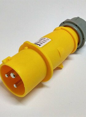 防水插头欧标110v工业插头 16a-4h/110v-130v 2p+pe快速接头黄色