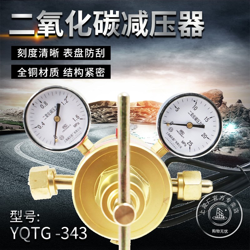 上减牌YQTG-343二氧化碳管道式电加热减压器阀压力表上海减压器厂