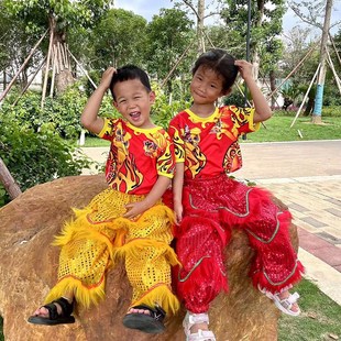 儿童舞狮醒狮裤子舞狮服装儿童表演服装舞台演出服舞狮裤表演专用