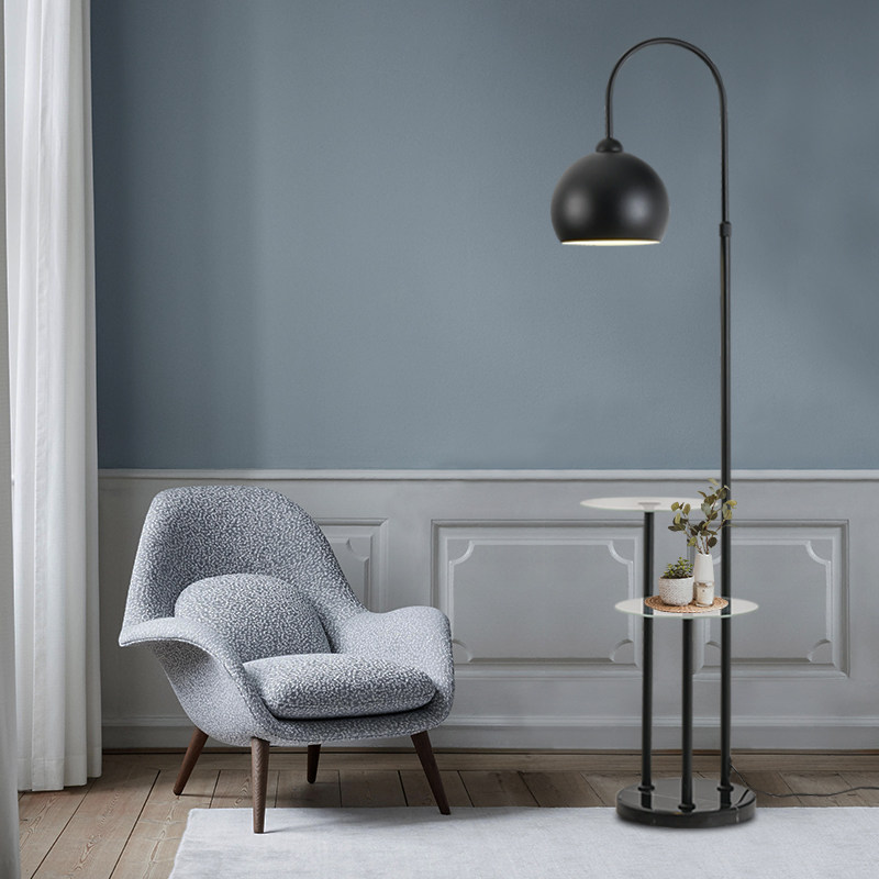 北欧风客厅沙发边落地灯双层钢化玻璃置物灯卧室床头全光谱护眼灯,家装灯饰光源,置物功能落地灯,淘宝优惠券,粉丝福利购,淘宝优惠卷