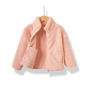 儿童外套珊瑚绒男童女童长毛绒双面绒宝宝秋冬加绒上衣保暖亲子装