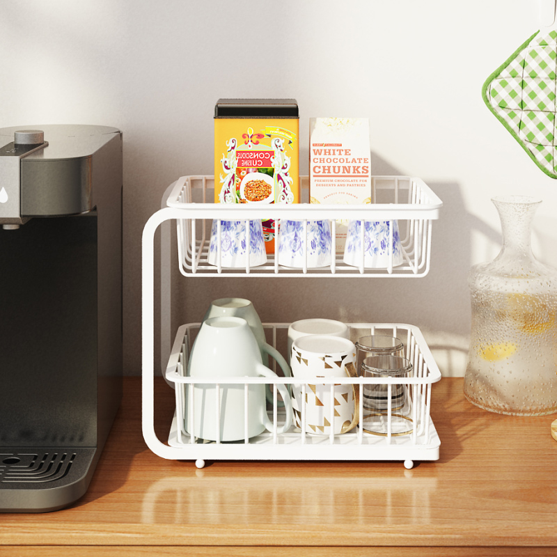 杯子收纳置物架桌面放水杯玻璃茶杯马克杯架子家用沥水篮托盘双层