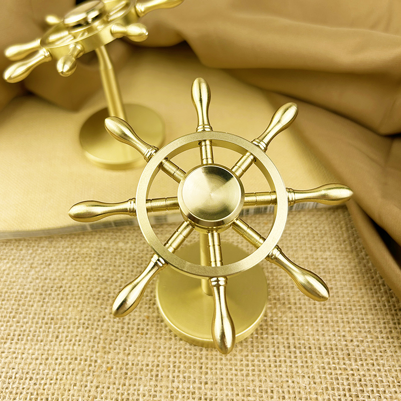一帆风顺全纯黄铜船舵摆件掌舵解压船舵手方向舵盘领航舵开业礼品