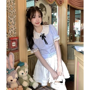 夏日私语春日衬衫紫色早春收腰小衫衬衣法式独特上衣东京岁时记JK