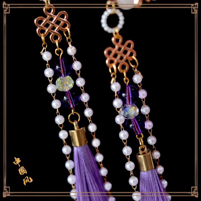 女宝宝发钗簪子古风儿童汉服头饰中国风女童流苏穗子U型钗发簪