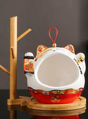 招财猫入户玄关钥匙收纳摆件进门鞋柜创意乔迁新居开业礼品装饰品