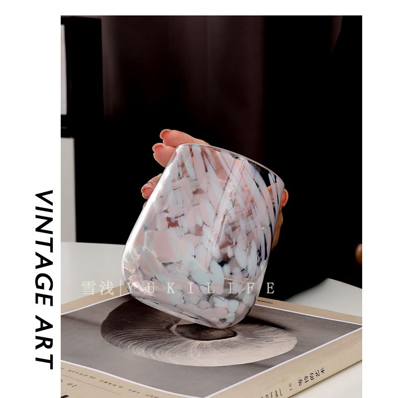 烟澹杯 朝雨染成新涨绿 春烟澹尽远山青中古杯日式侘寂桜粉酒杯