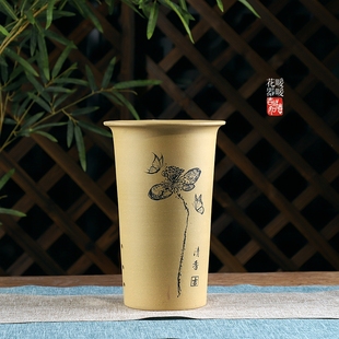 口边高圆筒盆 暖暖花器 紫砂花盆 兰花盆 悬崖盆景盆 包邮