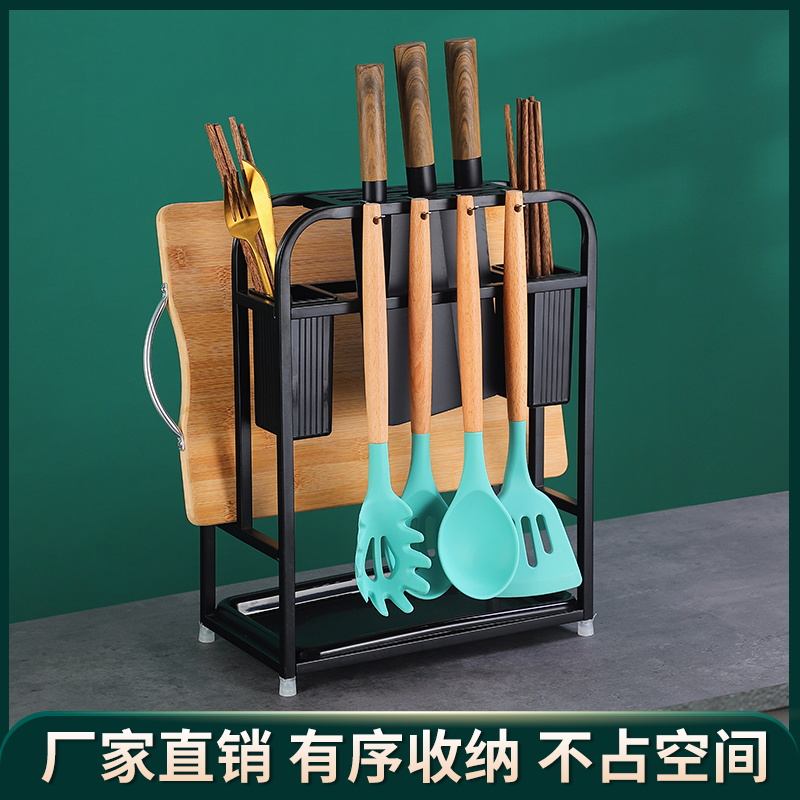 不锈钢刀架置物架砧板架一体 放菜刀菜板筷子刀具收纳架壁挂厨房