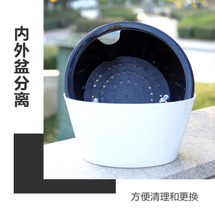 大口径树脂绿萝君子兰自动吸水懒人专用仿陶瓷面室内水培植物花盆