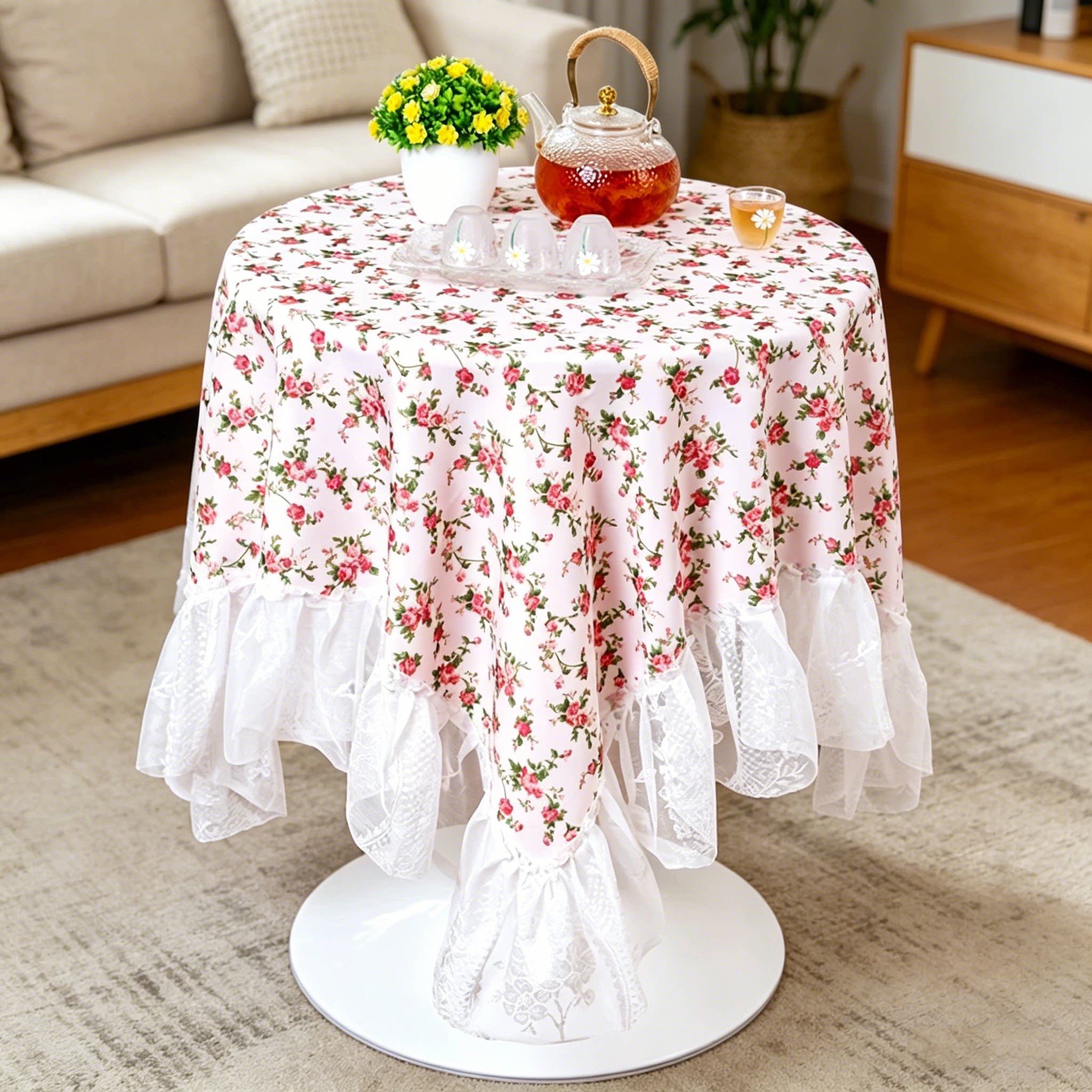 法式复古桌布田园小碎花防水免洗餐垫保护长方圆形茶几轻奢高级感