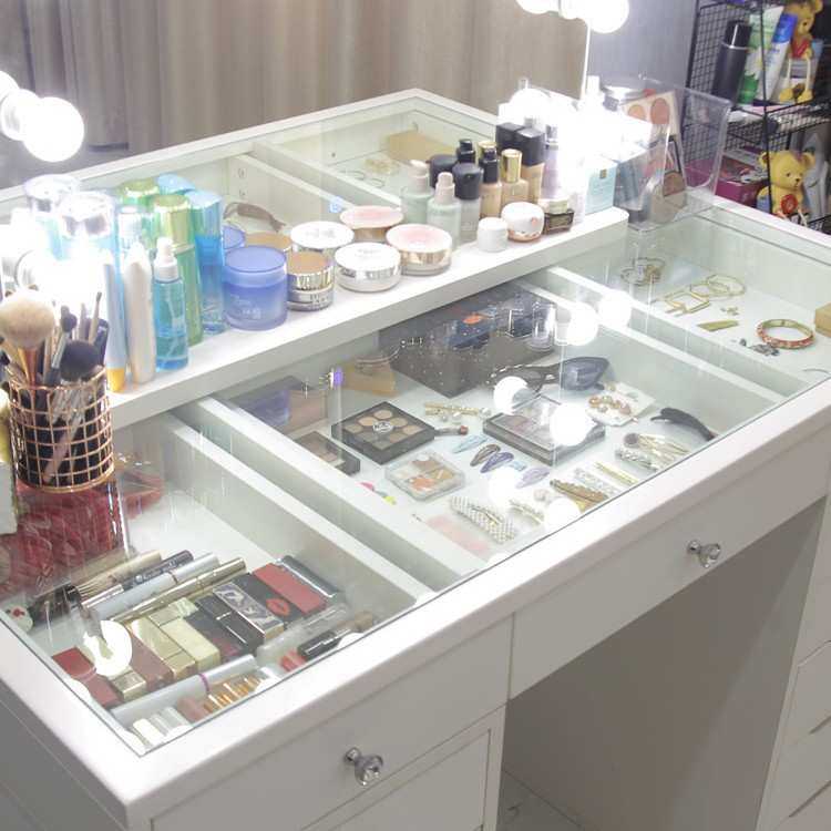 意式轻奢玻璃梳妆台现代简约小户型化妆台卧室钢化玻璃网红化妆桌,鲜花速递/花卉仿真/绿植园艺,割草机/草坪机,淘宝优惠券,粉丝福利购,淘宝优惠卷