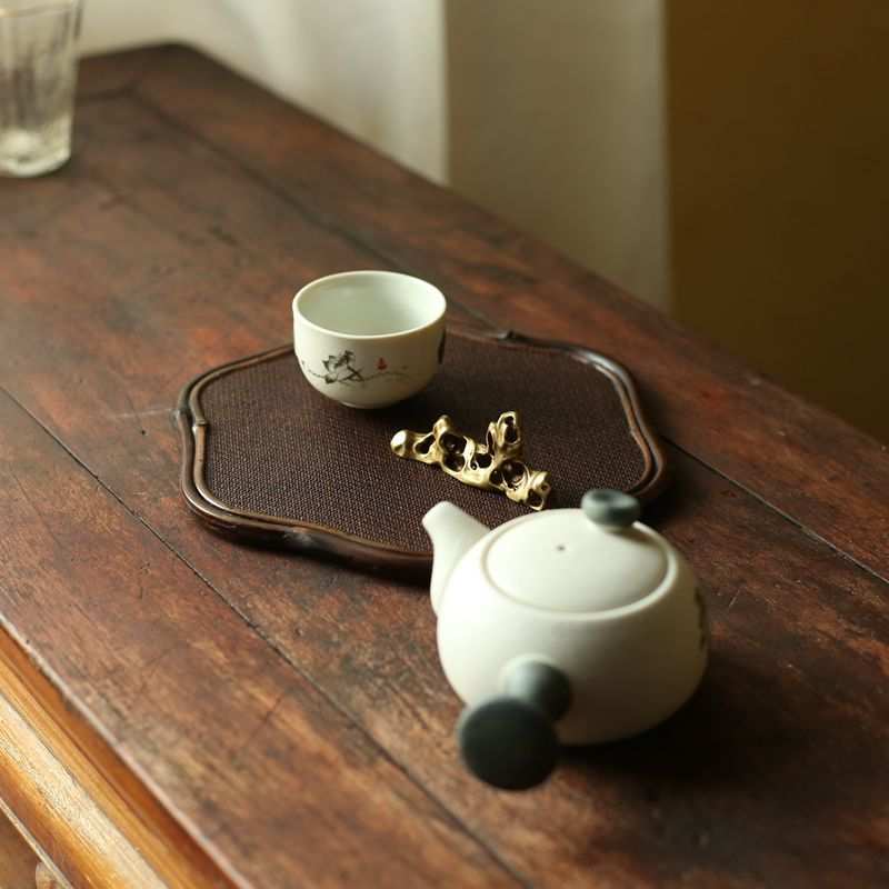 紫竹藤席面梅花壶承 禅意茶道器具配件杯垫托盘隔热垫干泡茶盘